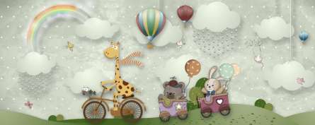 Фотообои Жирафик на велосипеде Фотообои Жирафик на велосипеде