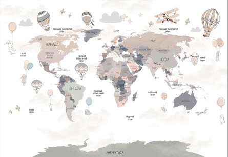 Фотошпалери мінімалістична карта в дитячу Фотошпалери мінімалістична карта в дитячу