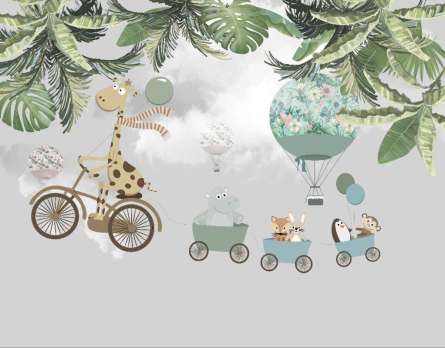 Фотообои животные на воздушных шариках Фотообои животные на воздушных шариках