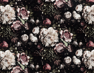 Фотообои Классические цветы на черном фоне 20003