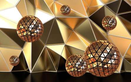 Фотошпалери золоті кулі і полігон