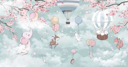 Фотообои Звери на воздушном шару Фотообои Звери на воздушном шару