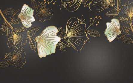 Фотошпалери золоті векторні квіти Фотошпалери золоті векторні квіти