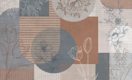 Фотошпалери Векторні квіти на тлі геомтерії. Фотошпалери Векторні квіти на тлі геомтерії.