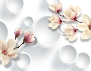 Фотошпалери Магнолія і 3д кола 22311