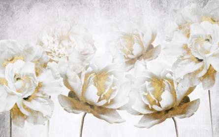Фотошпалери білі квіти з золотом