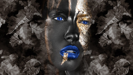 Фотошпалери обличчя з золотом Фотошпалери обличчя з золотом