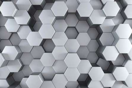 Фотошпалери сірі 3Д шестикутники