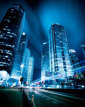 Фотошпалери Висотки New Уогка в синьому Фотошпалери Висотки New Уогка в синьому