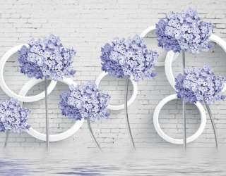 Фотошпалери 3д квіти блакитні 22126