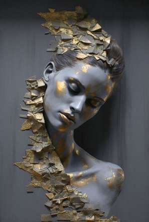 Фотошпалери барельєф дівчина з золотом Фотошпалери барельєф дівчина з золотом