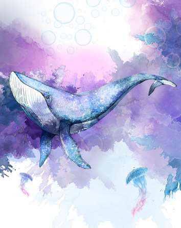 Фотообои Акварельный кит Фотообои Акварельный кит