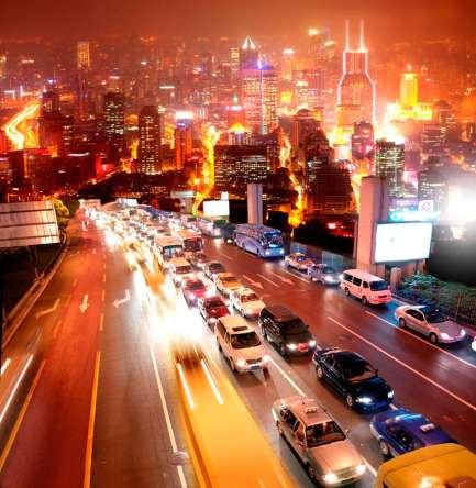 Фотошпалери Ніч, місто, пробка Фотошпалери Ніч, місто, пробка