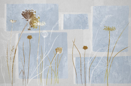 Фотообои Сухоцветы на синем дизайнерском фоне.