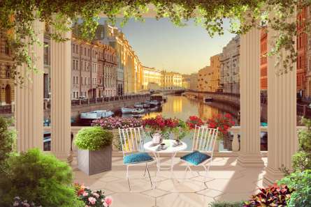 Фотошпалери Фреска канал у венеції Фотошпалери Фреска канал у венеції