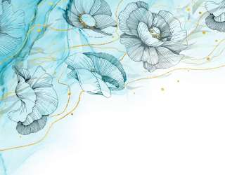 Фотошпалери векторні дизайнерські квіти з золотом 28195