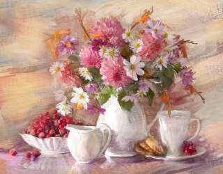 Фотошпалери картина квіти у вазі 20415