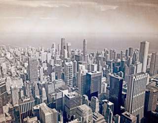 Фотошпалери мегаполіс над океаном стара папір 20571