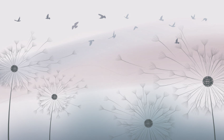 Фотообои Одуванчики и птички Фотообои Одуванчики и птички