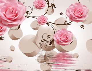 ФотообоиРозовые троянди і 3д сфери 23192