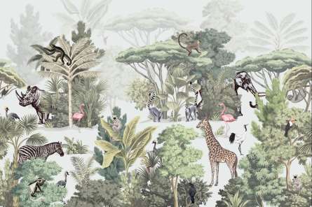 Фотошпалери тропічні листя і тварини