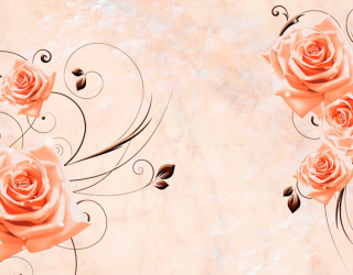 Фотообои 3D розы на нежном фоне 18128