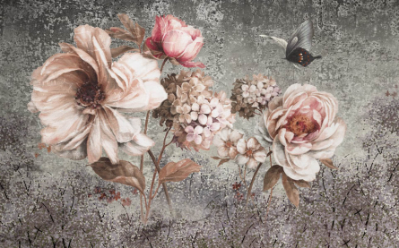 Фотошпалери Вінтажні коричневі квіти