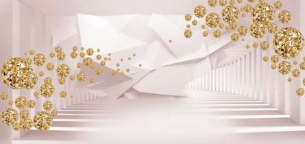 Фотообои Тонель с 3д золотыми камнями