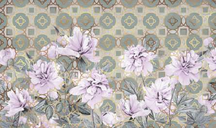 Фотообои Пионы и узор Фотообои Пионы и узор