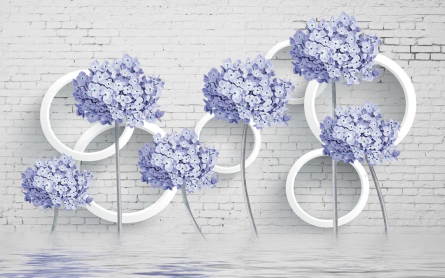 Фотошпалери 3д квіти блакитні Фотошпалери 3д квіти блакитні