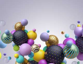 Фотошпалери кольорові кулі 3д з золотом 26054g