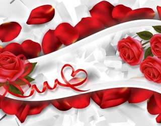 Фотошпалери Червоні троянди зі стрічками 22468