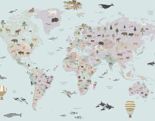 Фотообои Детская карта с флорой и фауной 20121