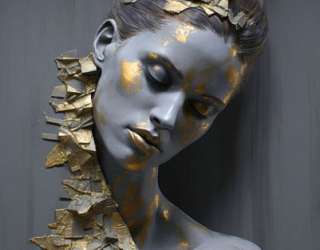 Фотошпалери барельєф дівчина з золотом 33931