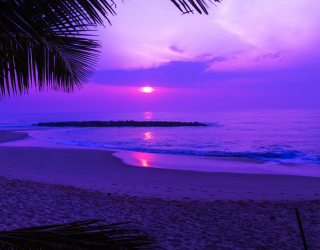Фотообои Фиолетовый закат над морем 21475
