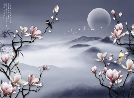 Фотошпалери магнолії в східному стилі