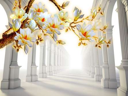 Фотообои Тоннель с веткой магнолии