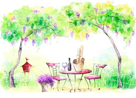 Фотошпалери Столик з продуктами