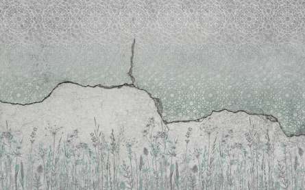 Фотообои Бетон с узором и ботаникой