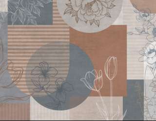 Фотошпалери Векторні квіти на тлі геомтерії. 34330