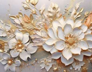 Фотошпалери 3Д квіти золоті 33797
