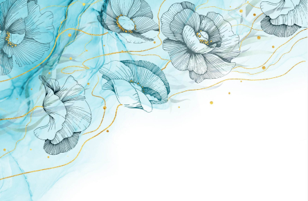 Фотошпалери векторні дизайнерські квіти з золотом