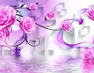 Фотошпалери 3д рожеві троянди 22092