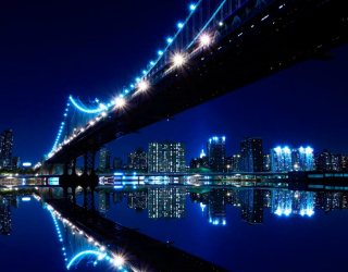 Фотошпалери Міст вода ніч New York 1998