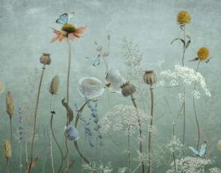 Фотошпалери польові дизайнерські квіти зелені 34351_2