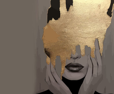 Фотошпалери обличчя жінки з золотом Фотошпалери обличчя жінки з золотом