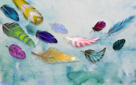 Фотообои Разноцветные воздушные перья