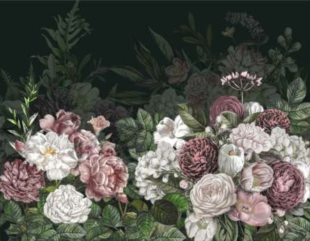 Фотошпалери темні вінтажні квіти Фотошпалери темні вінтажні квіти