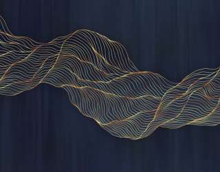 Фотошпалери абстрактні хвилі золоті на синьому тлі 31002