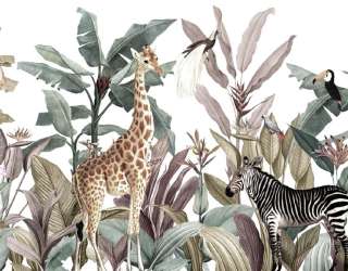 Фотошпалери тропічні листя і тварини 31563